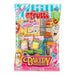Efrutti Bakery Shoppe: novelty gummy candies shaped like little foods. Sold in a 2.7 oz printed bag, printed with the brand name and product.