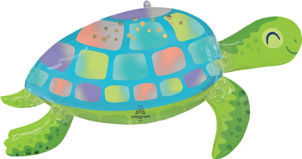 Under The Sea Turtle Super Shape Mylar Balloon, 38"