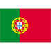 Portuguese flag featuring a vertical green stripe on the left, red stripe on the right, and centered yellow armillary sphere with red and white shield displaying blue dots and castles.