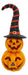 Full-length product photo of the 14" Resin Pumpkin Witch Hat LED, shown against a plain white background — with light-up details. A Halloween decoration.