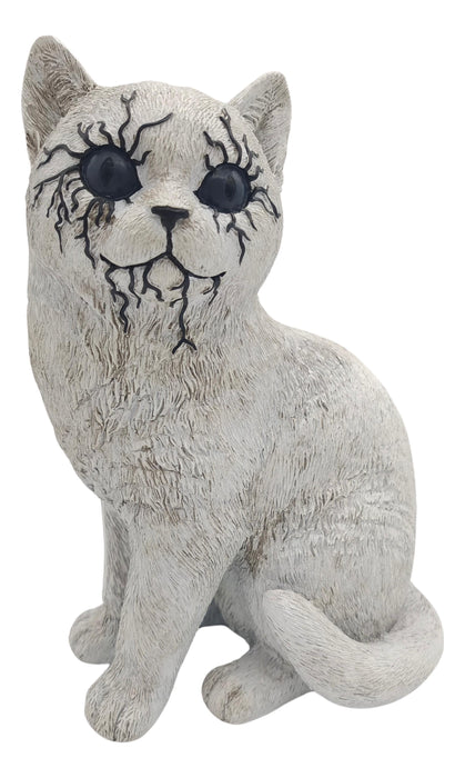 Full-length product photo of the 9" Resin Black Ey Cat, shown against a plain white background. A Halloween decoration.