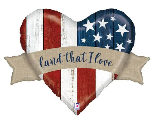 4th Of July Land That I Love Heart SuperShape Mylar Balloon 32" | 1 ct