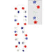Red, white, and blue illuminated star garland necklace approximately 33 inches long with alternating colored stars on a white cord.