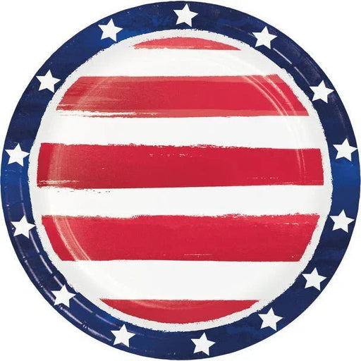 4th Of July Painterly Patriotic Dessert Plates 6 7/8" | 8ct