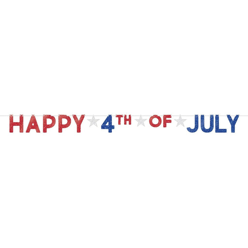 4th Of July Patriotic Glitter Banner 12' | 1ct