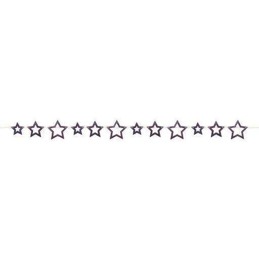 4th Of July Patriotic Glitter Star Garland 6ft | 1ct