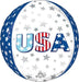 Red, white, and blue spherical balloon with "USA" text in the center and stars pattern throughout the design.