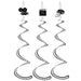A cluster of hanging swirl decorations featuring a filmstrip design. Comes in a pack of 3.