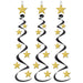 A cluster of hanging swirl decorations featuring a star design. Comes in a pack of 3.