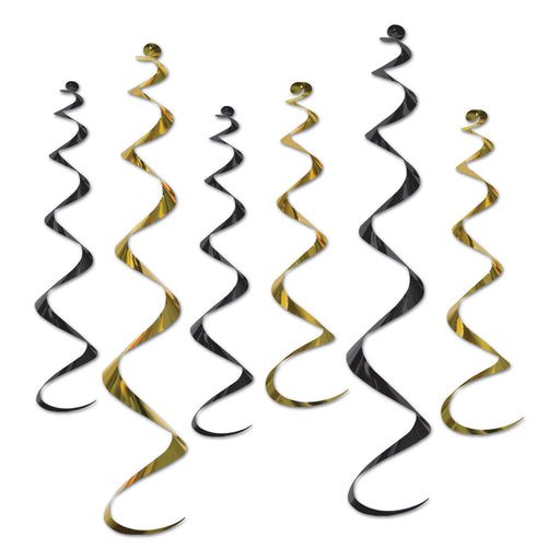 Black & Gold Twirly Whirlys | 6ct