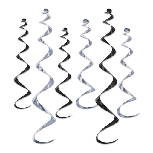 Black & Silver Twirly Whirlys | 6ct