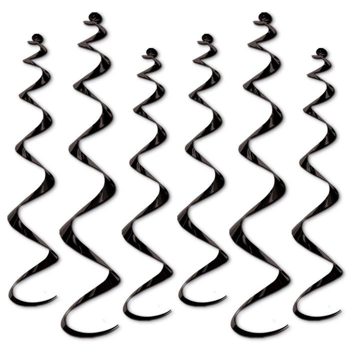 A hanging swirl decoration featuring a twirly whirlys design. Comes in a pack of 6.