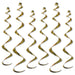 A hanging swirl decoration featuring a twirly whirlys design. Comes in a pack of 6.