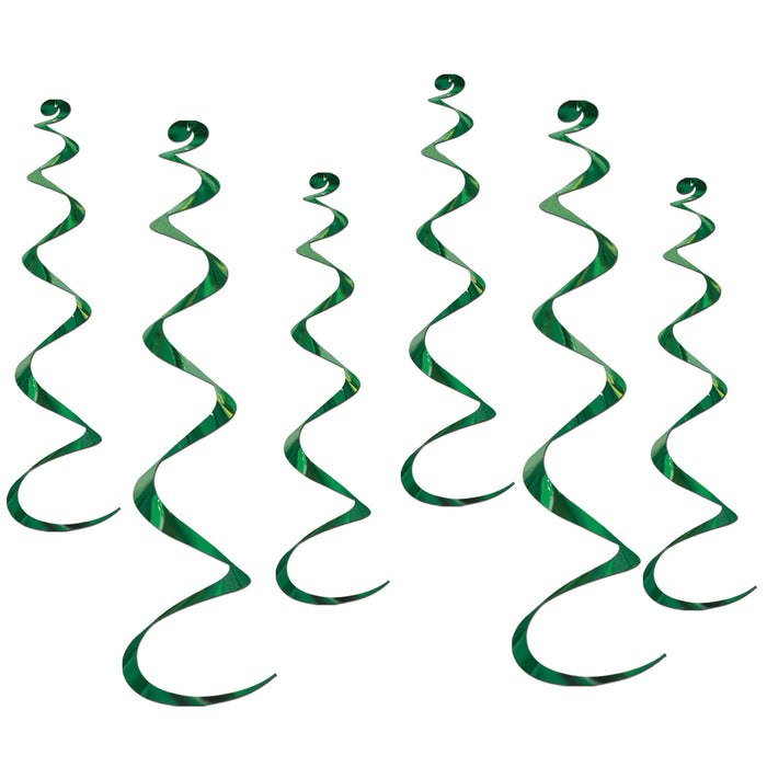 A hanging swirl decoration featuring a twirly whirlys design. Comes in a pack of 6.
