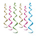 A hanging swirl decoration featuring a twirly whirlys design. Comes in a pack of 6.