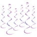 A hanging swirl decoration featuring a twirly whirlys design. Comes in a pack of 6.