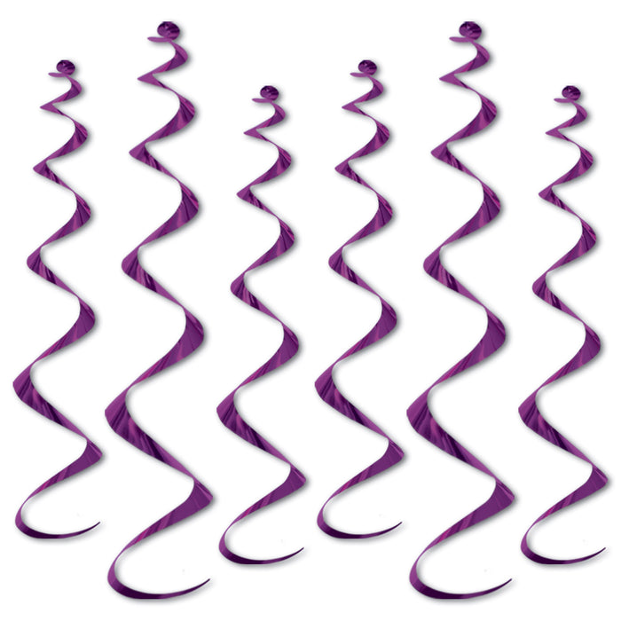 A hanging swirl decoration featuring a twirly whirlys design. Comes in a pack of 6.