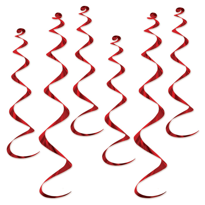 A hanging swirl decoration featuring a twirly whirlys design. Comes in a pack of 6.