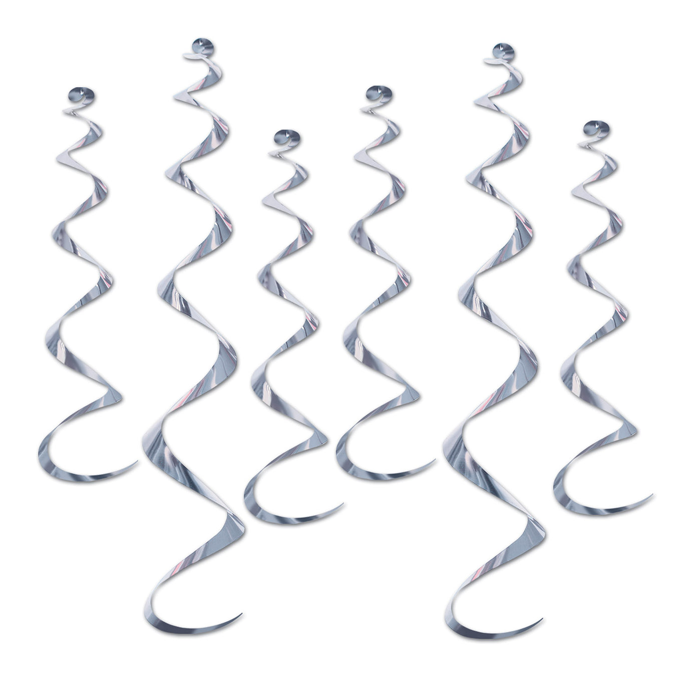 A hanging swirl decoration featuring a twirly whirlys design. Comes in a pack of 6.