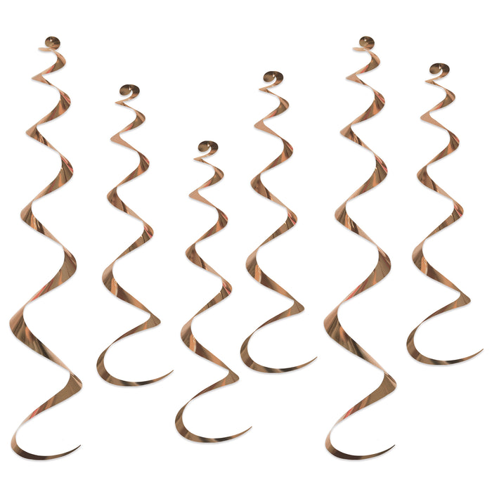 A hanging swirl decoration featuring a twirly whirlys design. Comes in a pack of 6.