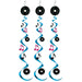 A cluster of hanging swirl decorations featuring a rock & roll design. Comes in a pack of 3.