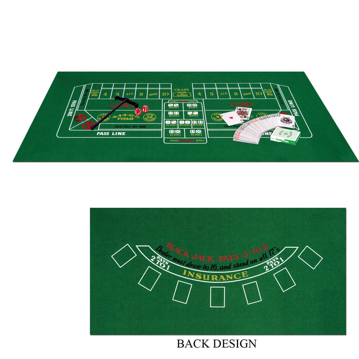 A party decoration featuring a blackjack/craps design. Sold as a single piece.