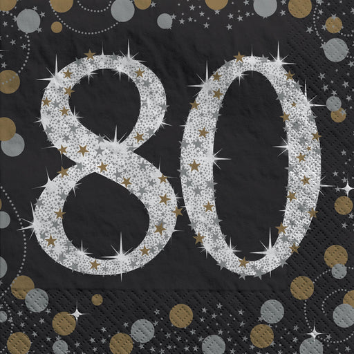 Sparkling Celebration Beverage Napkins Age 80 | 16ct