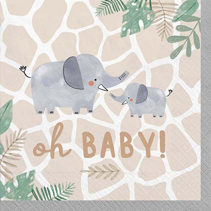 Hello Baby Jungle Beverage Napkins | 16ct