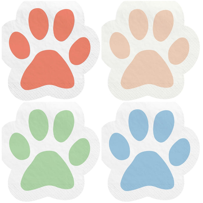 Pawsome Party Shaped Beverage Napkins, Assorted | 16 ct