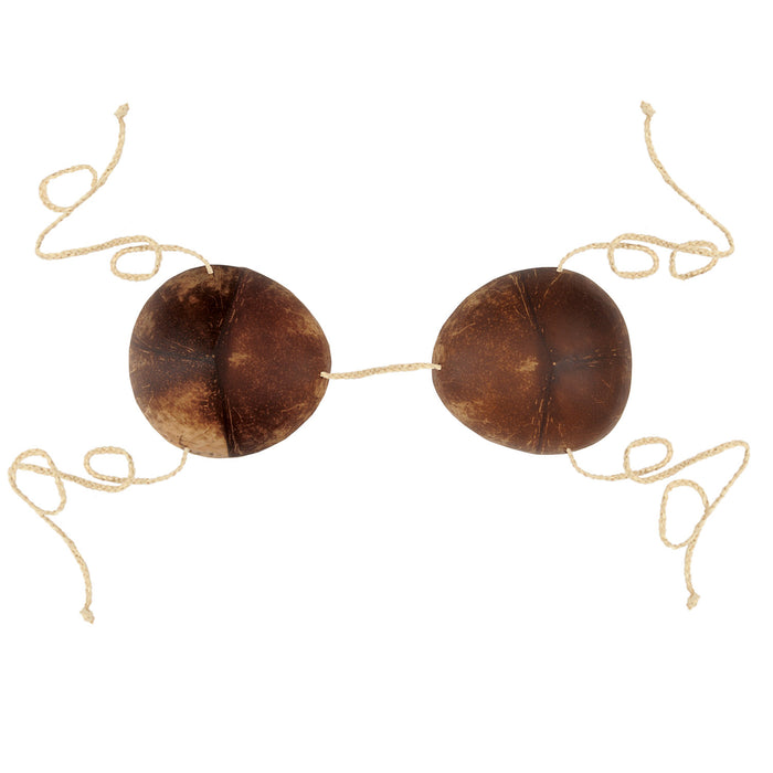 A party decoration featuring a coconut bikini top design. Sold as a single piece.