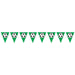 A pennant banner of triangular flags printed with a soccer ball design. Sold as a single piece.