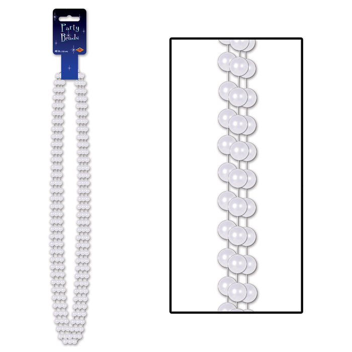A party large round strand of plastic beads. Comes in a pack of 3.