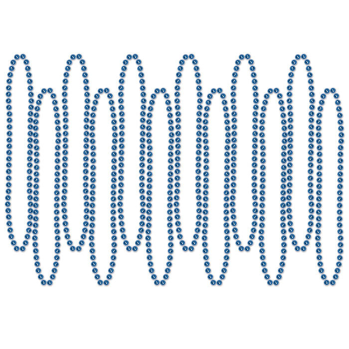 A party small round strand of plastic beads. Comes in a pack of 12.