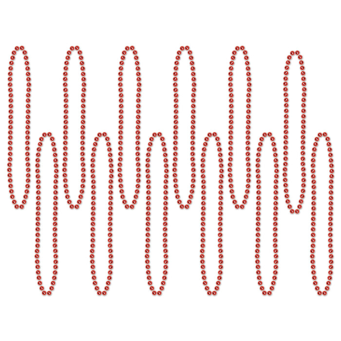 A party small round strand of plastic beads. Comes in a pack of 12.