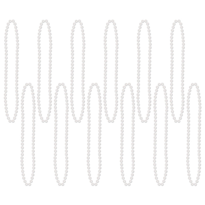 Set of 12  white bead necklaces on a white background