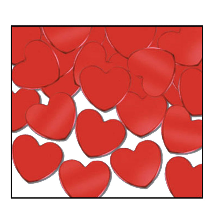A scattered metallic confetti pieces featuring a hearts design. Sold as a single piece.