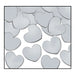 A scattered metallic confetti pieces featuring a hearts design. Sold as a single piece.