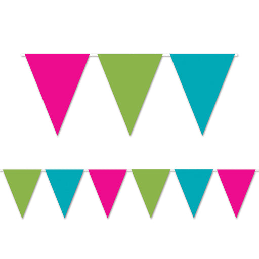 Pink, Lime Green & Turquoise Pennant Banner | 1ct