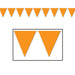An orange pennant banner of triangular flags. Sold as a single piece.