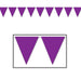 A purple pennant banner of triangular flags. Sold as a single piece.