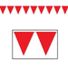 A red pennant banner of triangular flags. Sold as a single piece.
