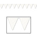 A white pennant banner of triangular flags. Sold as a single piece.