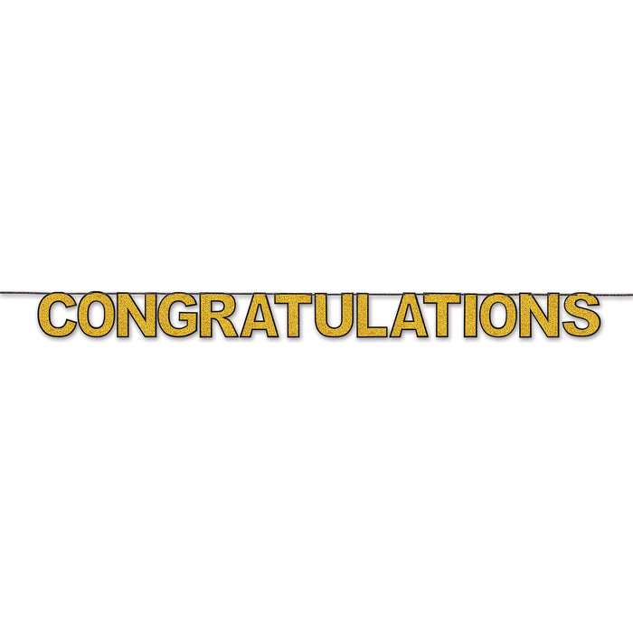 A coiled hanging streamer featuring a congratulations design. Sold as a single piece.