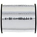 Silver curling ribbon spool displaying a wavy waveform pattern against white background, wound on black spools on each end.