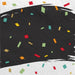 Officially Retirement Luncheon Napkins with a black brushstroke design, colorful confetti accents, and a white background.