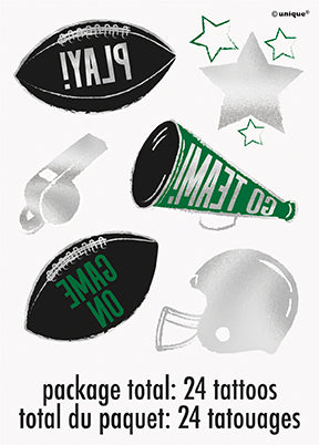 24ct Tattoos Kickoff Football - Party Supplies