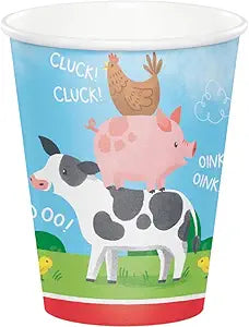 Farm Animals Paper Cups 9oz | 8 ct