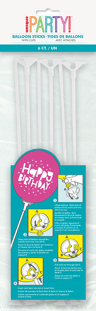White Balloon Sticks | 6ct