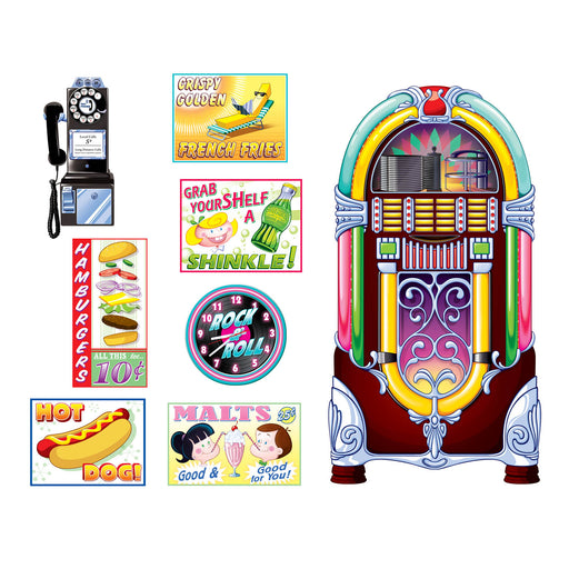 Soda Shop Signs & Jukebox Props | 8ct