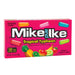 Mike And Ike Tropical Typhoon: chewy fruit candy, in a mix of bright colors. Sold in a 4.25 oz rectangular cardboard theater box, printed with the brand name and product.